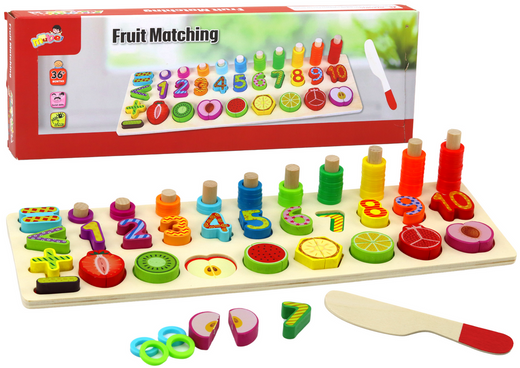 Educational Set Sorter Wooden Board Learning Mathematics Fruit