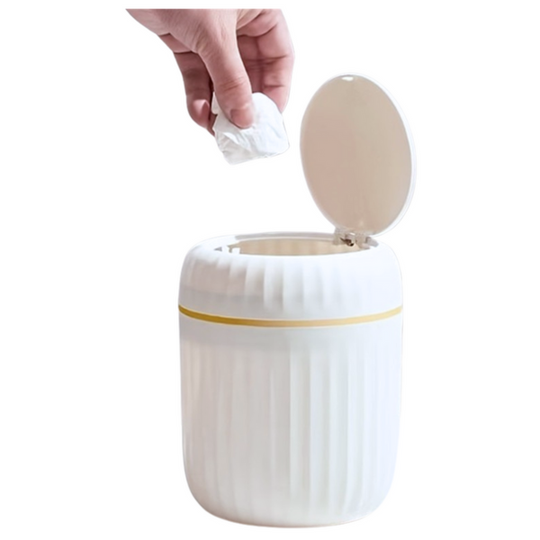 Mini-Mülleimer mit Öffnungsdeckel, universell, elegant, weiß
