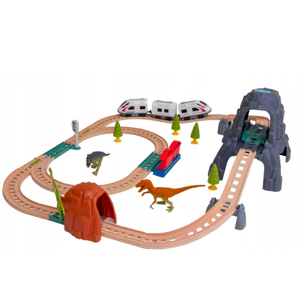 Elektrische Eisenbahn-Set „Dinosaurierpark“ mit Licht und Sound, 76 cm