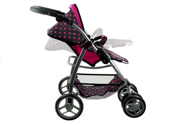 2in1 Doll Bogie and Stroller Alice - Black With Pink Dots