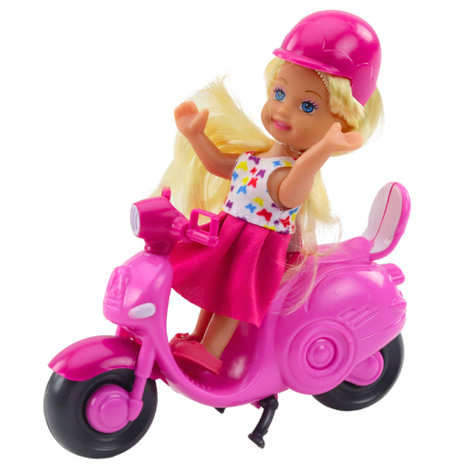 Mini Doll Set Doll Scooter Helmet Pink