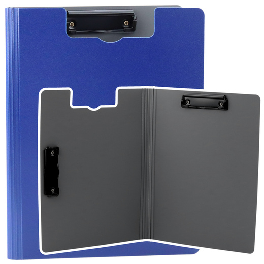 Board with Cover Two Clips A4 Plastic Navy Blue