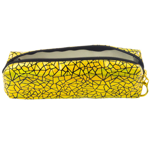 Single-compartment School Office Pencil Case Holographic Pattern Gold 20x6.5 cm