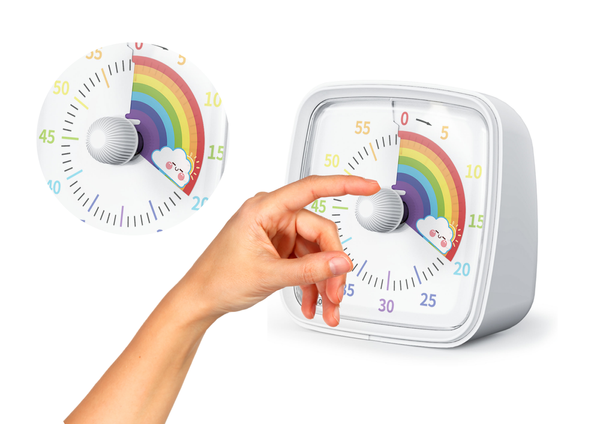 Timer With Alarm And Light White Rainbow Knob