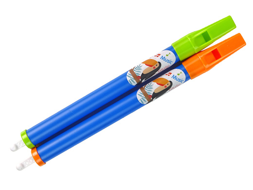 Set of Two Flutes for Children Blue Animals