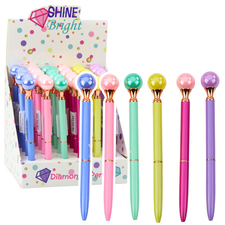 Large Pearl Ballpoint Pen Rotating Mechanism Blue Ink 1.0mm Mix