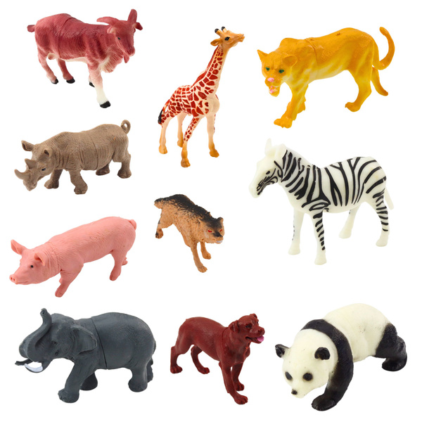 Set of Figurines Home Wild Animals Plants Chest 58 pcs