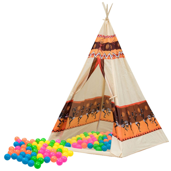 Indianerzelt Tipi Boden für Kinder + 60 Bälle 155 cm