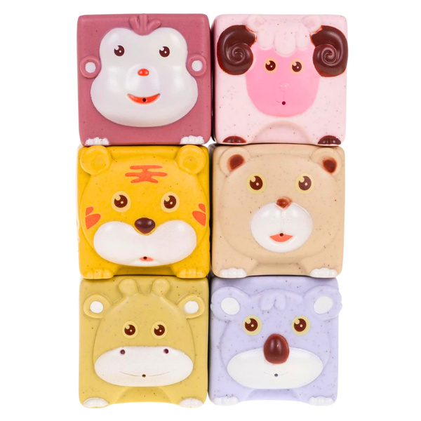 Set of Soft Sensory Educational ECO Blocks Rubber Animals 18 pcs.