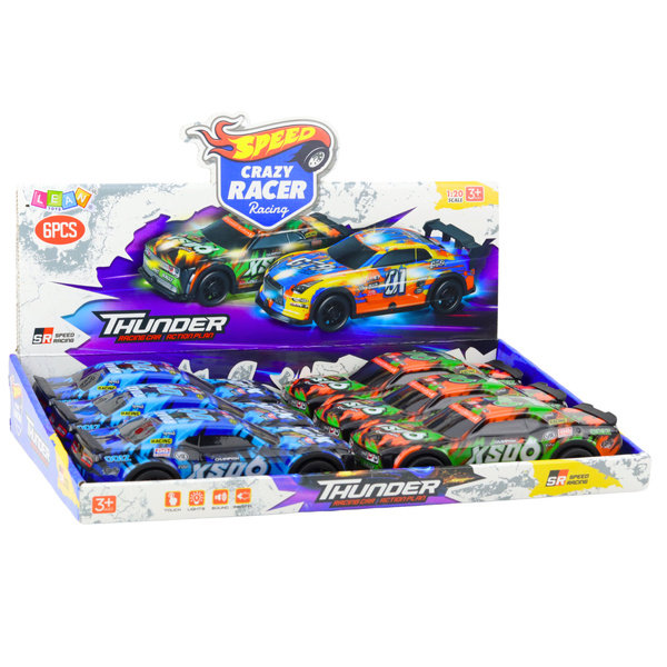 XS06 Rennwagen fahren Lichter Sounds Orange Blau