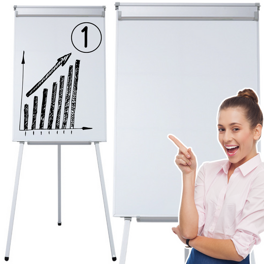 Magnetic Flipchart Board on a Tripod White 70x100cm