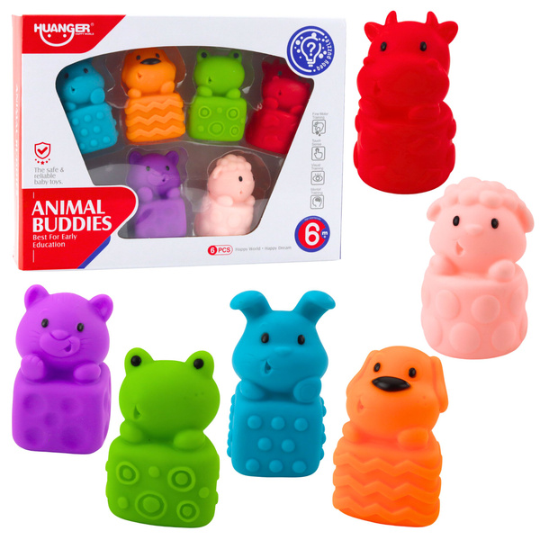 Set of Soft Rubber Blocks Colorful Animals 6 pcs.