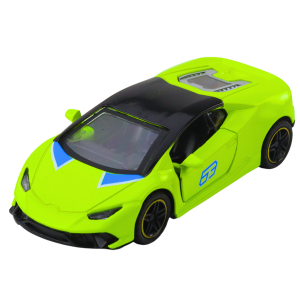 Sports Car Pull Back Metal Neon Green 1:43