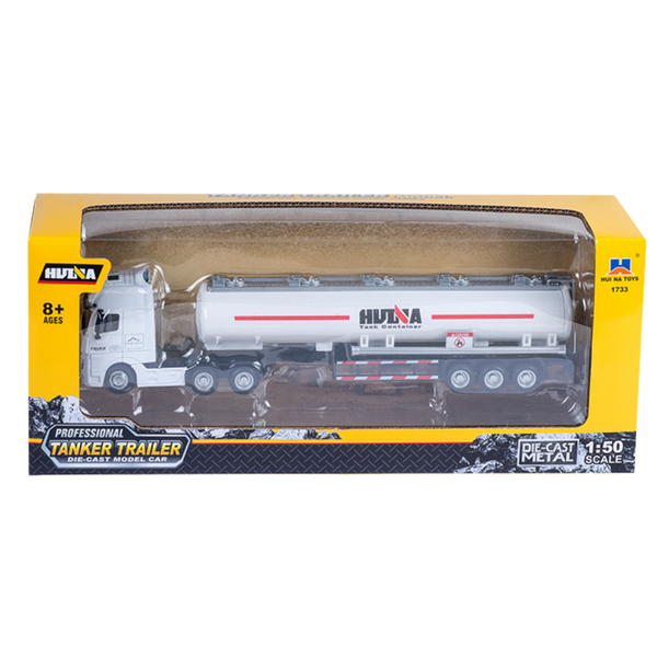 Tank Truck Metal Movable Parts White 1:50