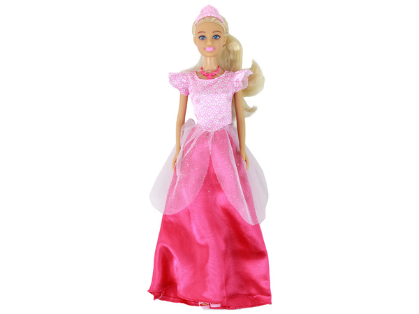 Children's Doll Anlily Princess Long Blonde Hair Tiara Pink Dress
