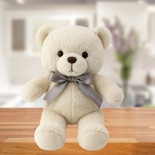 Plush Mascot Cuddly Toy Teddy Bear With Bow Happy Every Day White 55cm