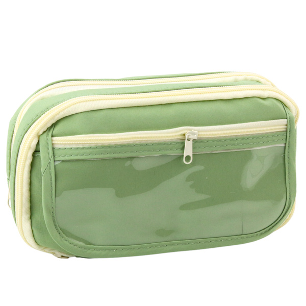 Federmäppchen für die Schule, zwei Fächer, mit geräumigen Taschen, Grün, 22 cm