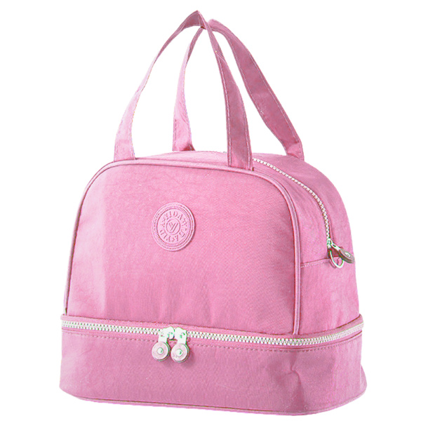 Thermoisolierende Frühstückstasche mit verstellbarem Riemen, Rosa, 27 cm