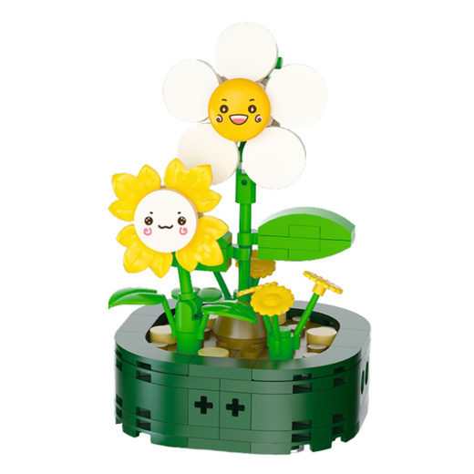 Mini-Bausteine Blumen mit Smileys Weiß Gelb 142 Stk.