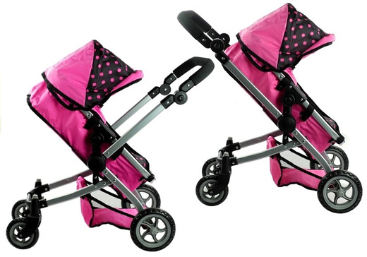 Puppenwagen Alice Kinderwagen 2in1 Puppe Babytrage Puppenkarre Wagen Rosa