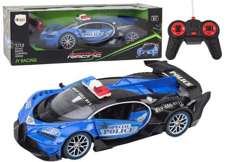 Remote Controlled RC Police Car in 1:12 Scale Blue