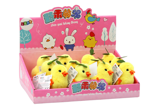 Gelbe Uhrwerk-springende Henne mit Blatt