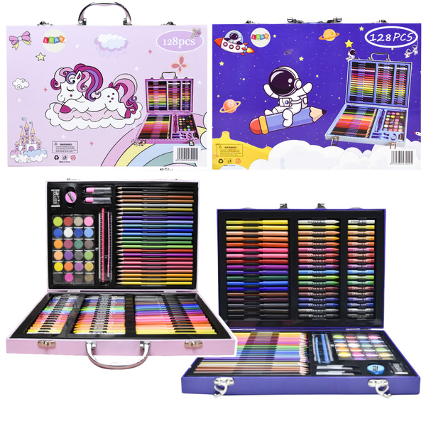 Art Set in a Suitcase with a Unicorn Pink 128 EL