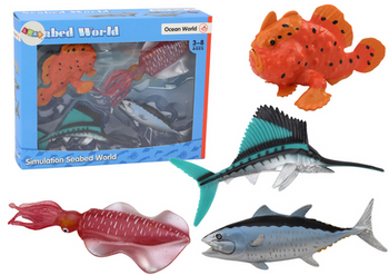 Set of Figures Sea Animals Ocean Fish Squid 4 Pieces