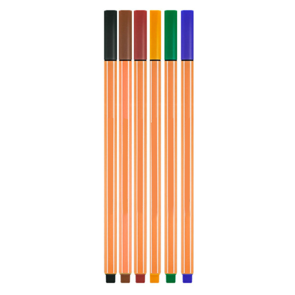 Zestaw Cienkopisy Biurowe Szkolne Grubość 0,4mm Kolorowe 6szt