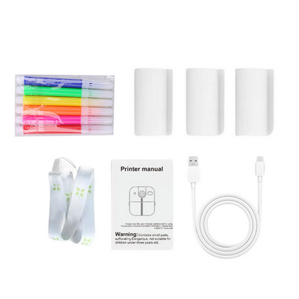 Instant Camera with Thermal Printer Games 3 Rolls White Panda