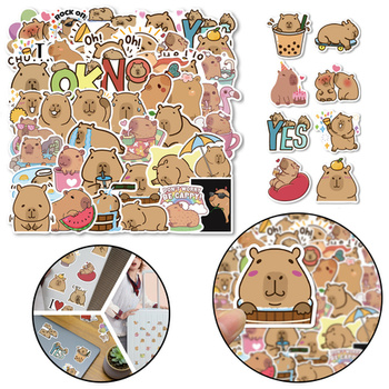 Set of Capybara Paper Stickers Various Patterns 50pcs.