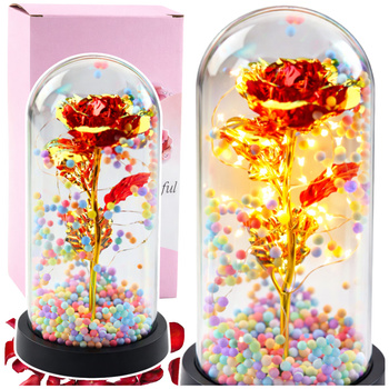 Eternal Rose In Glass Crystal LED Lighting Balls Red 21x11cm