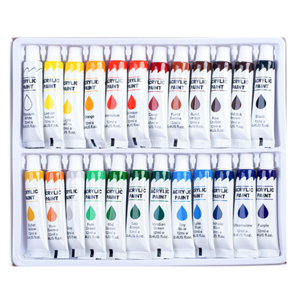 Set künstlerischer Acrylfarben in Tuben, reich pigmentiert, 24 Stück à 12 ml