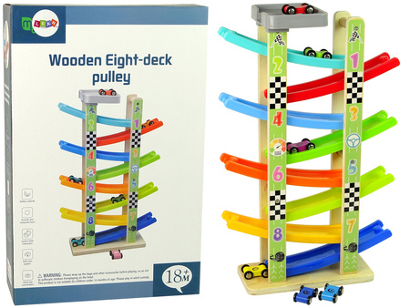 Holzrutsche Autorennbahn 8 Etagen Autos