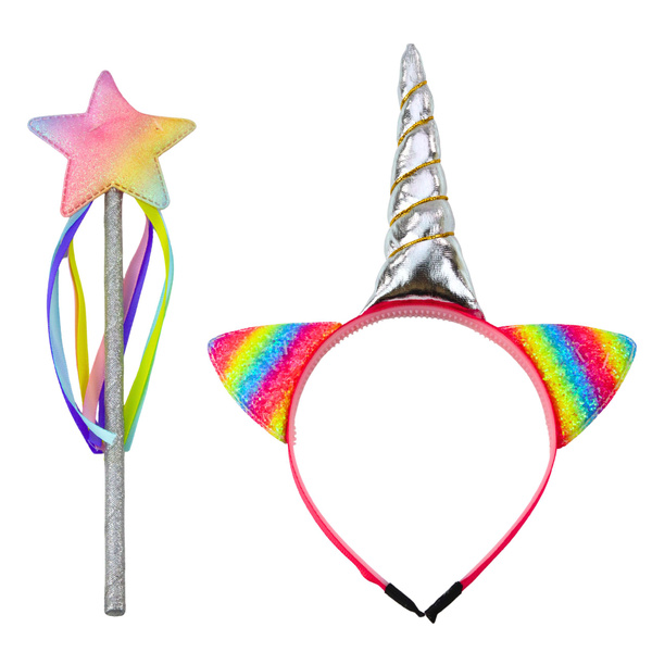Unicorn Horn Ears Wand Hairband Set