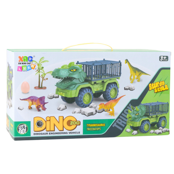 Autotransporter-LKW-Dinosaurier-Figuren Grün 15 Stück.