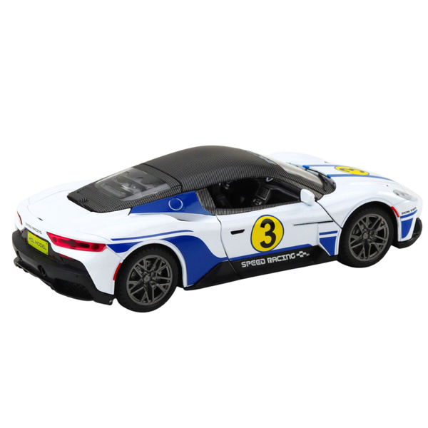 Metall-Sportwagen mit Licht und Geräuschen, weiß, 1:22