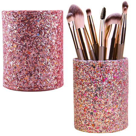 Container Cup For Brushes And Accessories Glitter Pink