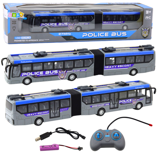 RC Police Articulated Bus Remote Controlled Lights Gray 1:32