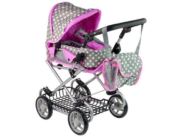 Baby Doll Stroller 2-in-1 Carrier Bag Pink Stars