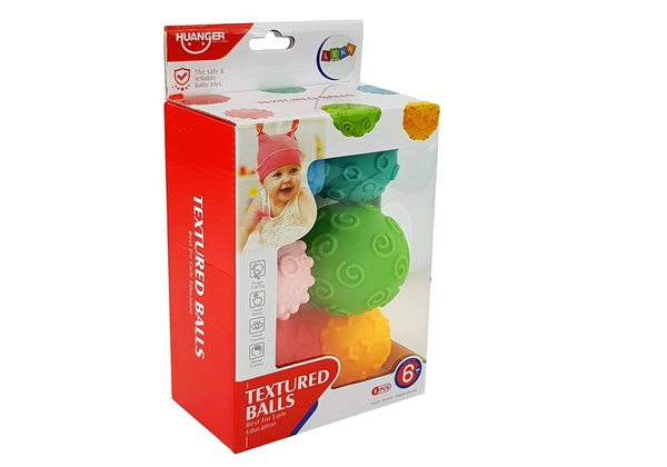 Balls of different size and structure for a baby 6 pcs