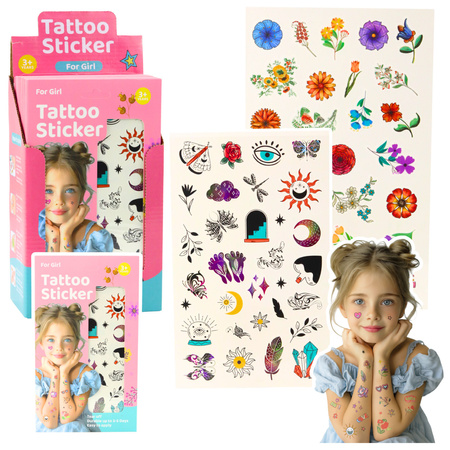 Set of 60 Flower Tattoos for Kids