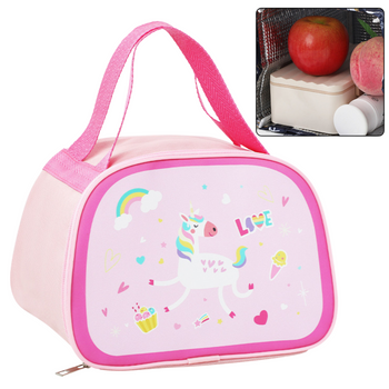 Thermoisolierende Frühstücks-Lunchtasche, rosa Einhorn, 23 cm