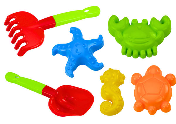 Sand Toy Set, Shovel, Rake, Molds, 6 pcs.