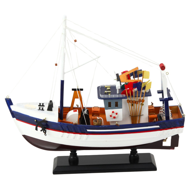 Collectible Decorative Model Fishing Boat Ship Equipped 37x34cm