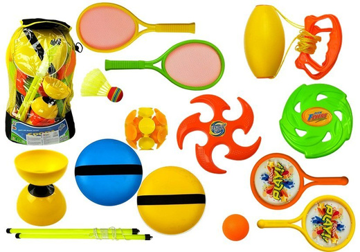 Sportset, Raketen, Frisbee, Diabolo