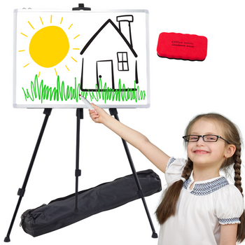 Zestaw Tablica Magnetyczna 90x60cm na Stojaku Pisaki Gąbka