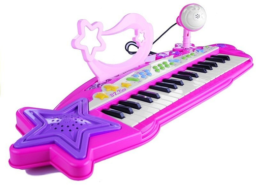Kinder Piano Keyboard 37 Tasten MP3 + Mikrofon Rosa Klavier Musik