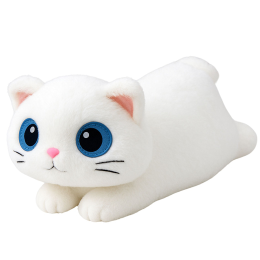 Plüsch Maskottchen Kuscheltier Katze Große Augen Weiß 45cm