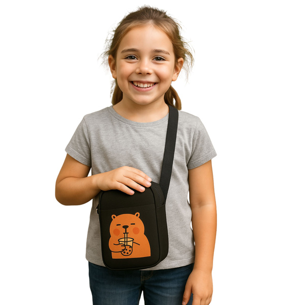 Capybara Shoulder Bag Adjustable Strap Black 20 x 14.5 cm